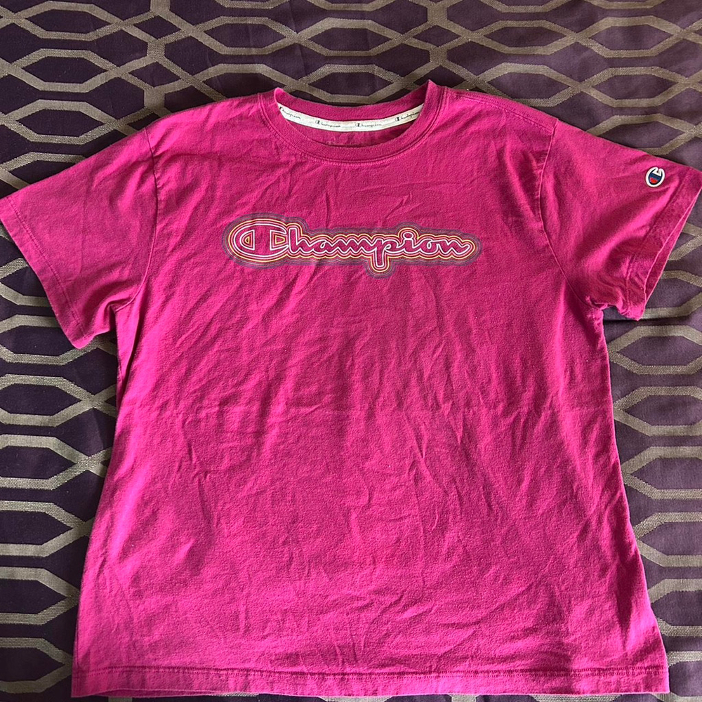 Champion Shirt Womens Size Large Pink Blue Shirt